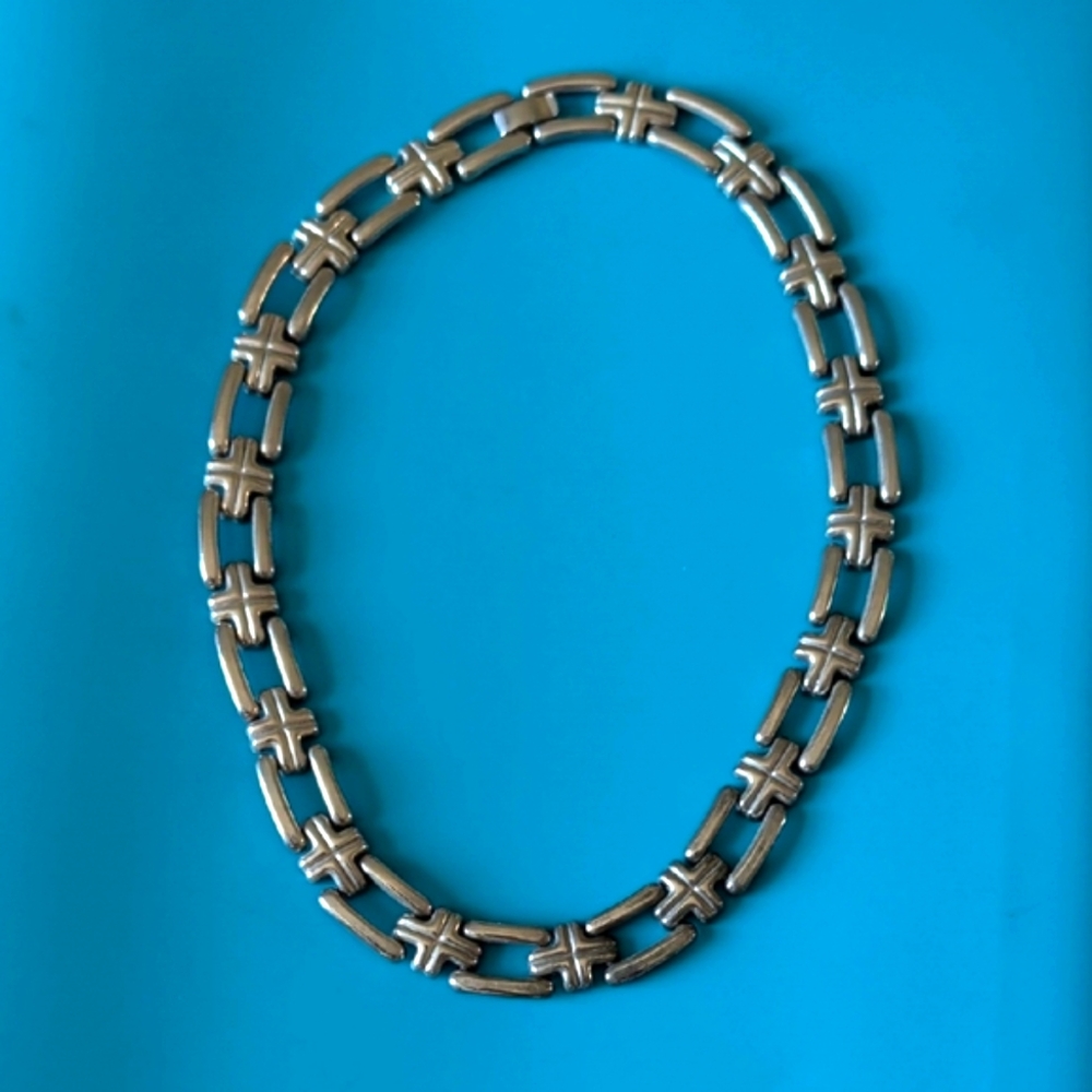 Vintage Chunky Silver Tone Link Necklace